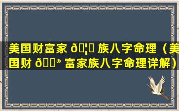 美国财富家 🦍 族八字命理（美国财 💮 富家族八字命理详解）